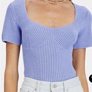 Staud Buxton Knit Short Sleeve Top Purple Small 2 4